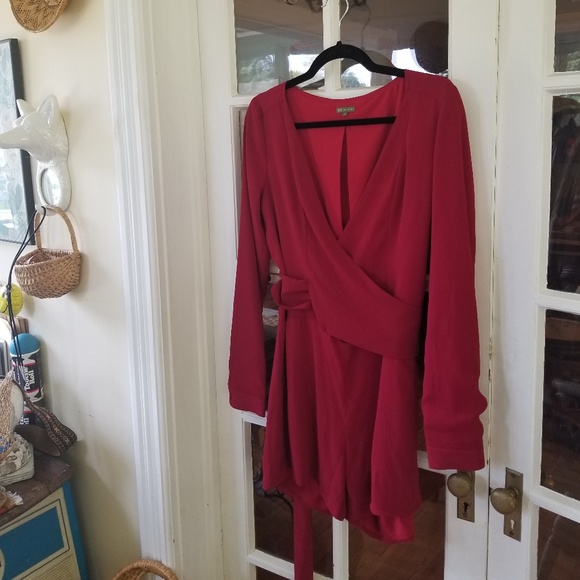 Anthro - Wrap Style Romper in Cranberry - Picture 1 of 8